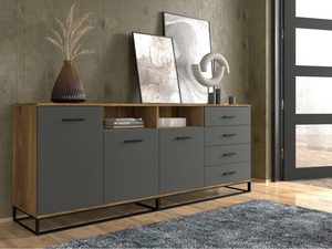 Miniaturka 7 - Duża komoda do salonu grafit zbliżenie ERSOY