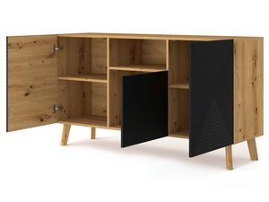 Miniaturka 1 - Pojemna komoda dąb artisan czarny otwarta IZMIR