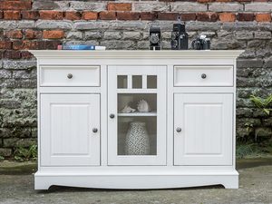 Miniaturka 5 - Komoda z przeszklonymi drzwiczkami biały aranż INGRID