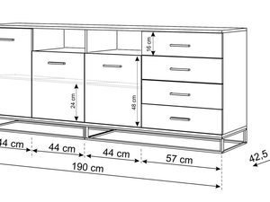 Miniaturka 10 - Duża komoda do salonu wymiary ERSOY