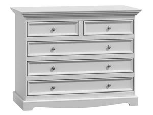 Miniaturka 2 - Biała komoda z ozdobnym cokołem i sześcioma szufladami