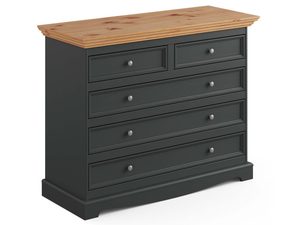 Miniaturka 1 - Czarna komoda z szufladami i blatem dębowym