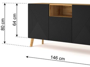 Miniaturka 6 - Pojemna komoda dąb artisan czarny wymiary IZMIR