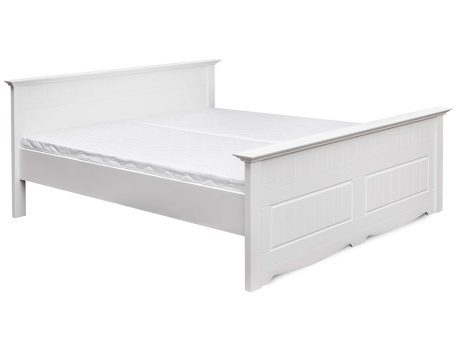 Białe drewniane łóżko dwuosobowe ikonka INGRID