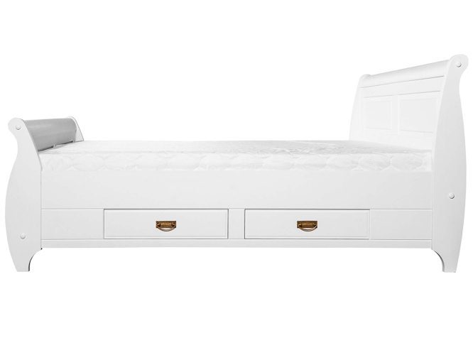 Łóżko białe dwuosobowe w stylu klasycznym białe profil ANADI