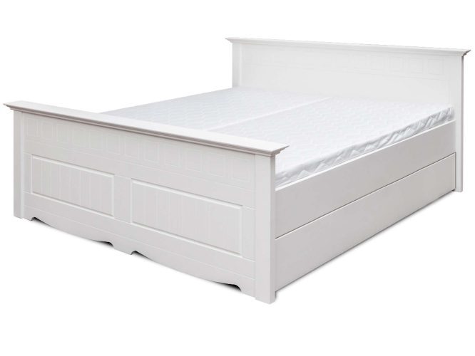 Białe łóżko z pojemnikiem INGRID