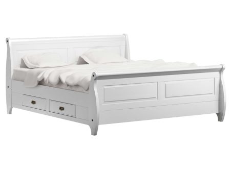 Łóżko białe dwuosobowe w stylu klasycznym białe ikonka ANADI