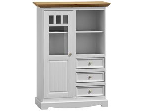 Miniaturka 1 - Mała witryna z litego drewna biały dąb INGRID