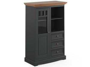 Miniaturka 4 - Mała witryna z litego drewna grafit dąb INGRID