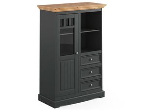 Miniaturka 2 - Mała witryna z litego drewna grafit sosna INGRID