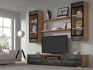 Miniaturka 2 - Elegancka meblościanka wysoki połysk wotan grafit EDIRNE