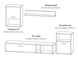 Miniaturka 2 - Klasyczny zestaw mebli do salonu wymiary MARGO