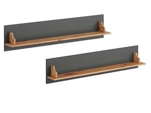 Miniaturka 1 - Dwie półki białe drewniane do pokoju grafit sosna INGRID