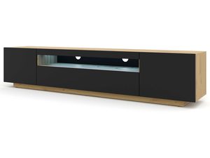 Miniaturka 5 - Nowoczesna szafka RTV czarny artisan led LUMA