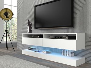 Miniaturka 5 - Aranżacja salonu z biała wiszącą szafka RTV pod telewizor