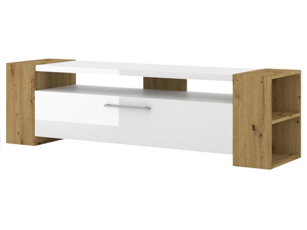 Funkcjonalna szafka RTV do salonu czarny biały artisan DARLA