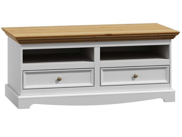 Klasyczna biała szafka RTV biały dąb INGRID