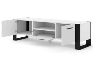 Miniaturka 3 - Szafka RTV do nowoczesnego salonu biała otwarta 160 IRFAN