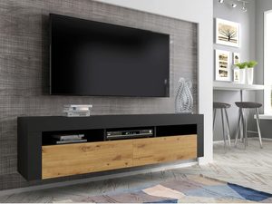 Miniaturka 7 - Szykowna szafka RTV do salonu czarny artisan wisząca KILIS