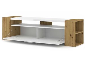 Miniaturka 1 - Funkcjonalna szafka RTV do salonu czarny open biały artisan DARLA