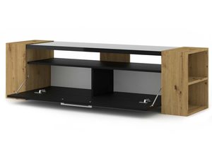 Miniaturka 5 - Funkcjonalna szafka RTV do salonu czarny open czarny artisan DARLA