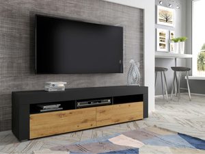 Miniaturka 8 - Szykowna szafka RTV do salonu czarny artisan aranż KILIS