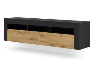 Miniaturka 2 - Szykowna szafka RTV do salonu czarny artisan wisząca KILIS