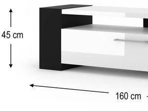 Miniaturka 6 - Funkcjonalna szafka RTV do salonu czarny wymiary DARLA