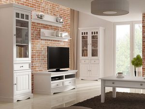 Miniaturka 5 - Klasyczna biała szafka RTV aranżacja salon INGRID