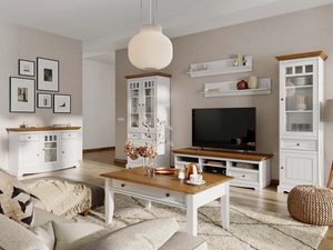 Miniaturka 12 - Duża biała szafka RTV vintage biały dąb aranż salon INGRID