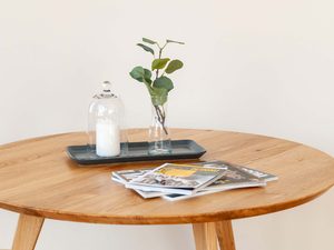 Miniaturka 4 - Drewniany okrągły stolik 90 cm aranżacja SVALE