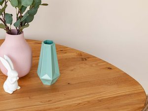 Miniaturka 6 - Drewniany okrągły stolik 90 cm zbliżenie aranż SVALE