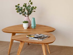 Miniaturka 7 - Owalny stolik kawowy z drewna aranżacja stoliki OLVIR