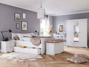 Miniaturka 11 - Drewniana szafa z lustrem vintage aranż sypialnia INGRID