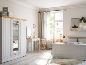 Miniaturka 9 - Drewniana szafa z lustrem vintage sypialnia INGRID