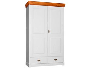 Miniaturka 2 - Sosnowa szafa dwudrzwiowa z szufladami biały sosna ANADI