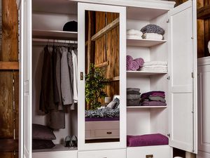 Miniaturka 8 - Szafa biała z lustrem trzydrzwiowa otwarta ANADI