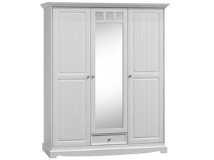 Miniaturka 1 - Drewniana szafa z lustrem vintage biały INGRID