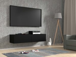 Miniaturka 2 - Wisząca szafka RTV czarna 140 aranżacja AMIRA