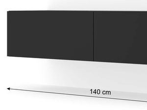 Miniaturka 6 - Wisząca szafka RTV czarna 140 wymiary AMIRA