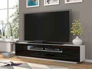 Miniaturka 9 - Szafka RTV 200 aranżacja biały czarny połysk KISMET