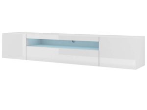 Miniaturka 1 - Wisząca szafka pod TV biały połysk z LED KISMET