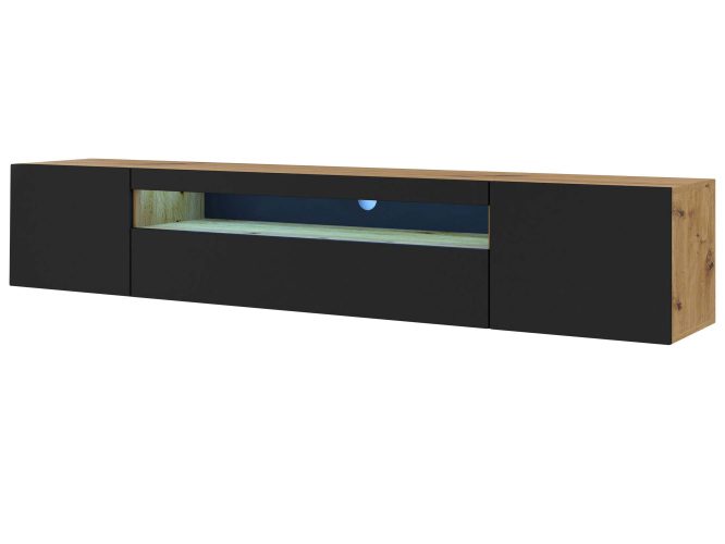 Wisząca szafka pod TV czarny artisan mat z LED KISMET