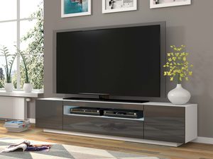 Miniaturka 12 - Szafka RTV 200 aranżacja biały grafit połysk KISMET