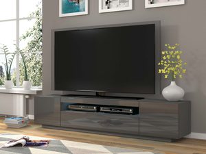 Miniaturka 13 - Szafka RTV 200 aranżacja grafit połysk KISMET