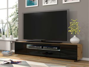 Miniaturka 14 - Szafka RTV 200 aranżacja czarny artisan połysk KISMET