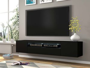 Miniaturka 18 - Wisząca szafka pod TV aranżacja czarny mat KISMET