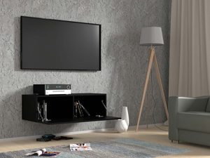 Miniaturka 4 - Szafka RTV czarny mat wisząca aranżacja otwarta AMIRA
