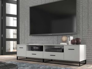 Miniaturka 5 - Szafka pod TV loftowa biała aranżacja ERSOY