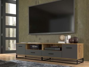 Miniaturka 4 - Szafka pod TV loftowa grafit aranżacja ERSOY